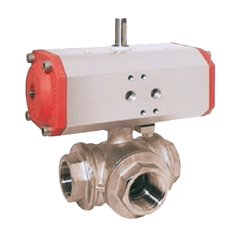 Kobold 3-Way Brass Ball Valve with Pneumatic Actuator, KUP-VN